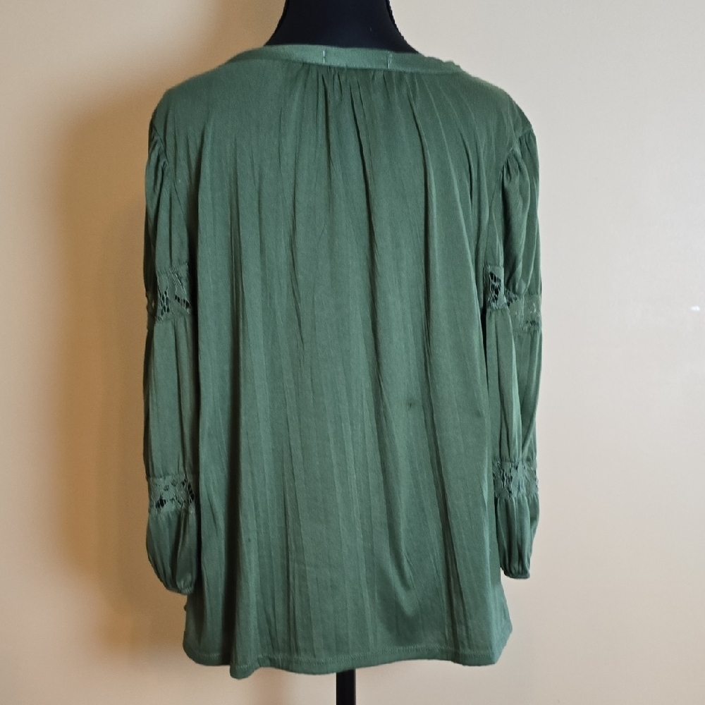 Carolyn Taylor Long Sleeve Green  Blouse L - Picture 4 of 6